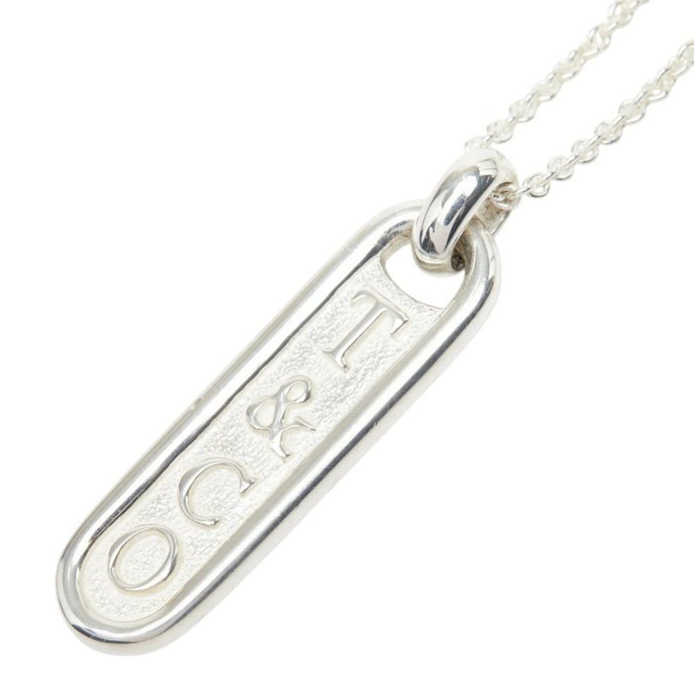 Tiffany & Co. Logo Plate Chain Pendant Necklace, SV925 Silver, Women's.
